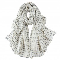Grid Scarves Winter Warm Female Scarves Infinity scarf/shawl,White