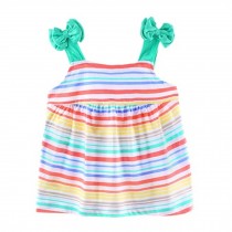 Baby Girl's Cotton Clothes Sleeveless Summer Vest With Bow,Striped