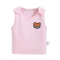 Baby  Cotton Clothes Sleeveless Summer Vest With Bear,Pink