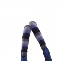 Women Lady Fashion Leg Warmers Knit legging,stripe,blue/gray