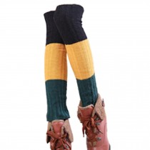 Women Lady Fashion Leg Warmers Knit legging,Color block,yellow