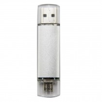 16GB Double Plug Cellphone/PC USB Flash Drive Dual-Purpose Memory Stick Silvery