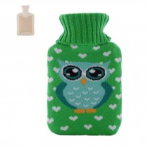 1L Cute Hot-Water Bottle Water Bag Water Injection handwarmer pocket Owl Green
