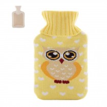 1L Cute Hot-Water Bottle Water Bag Water Injection handwarmer pocket Owl Yellow