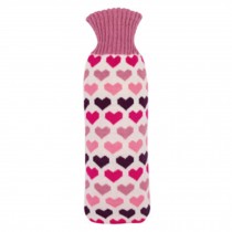 1L Hot-Water Bottle Water Bag Linear Water Filling Handwarmer Pocket Love Pink