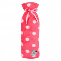 1L Hot-Water Bottle Water Bag Linear Water Filling Handwarmer Pocket Dot Pink