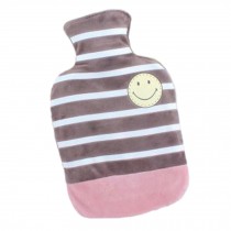 1000mL Winter Handwarmer Pocket Cute Hot-Water Bottle Water Bag Stripe Brown