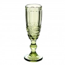 Retro Carved Champagne Flutes Cocktail Glass Wine Glasses , Elegant Green