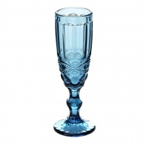 Retro Carved Cocktail Glass Champagne Flutes Wine Glasses , Elegant Blue