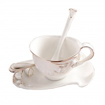 Creative Ceramic Coffee Cup Beautiful Tea Mug with Saucer Spoon