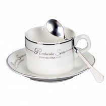 Simple style Tea Cup with Saucer Spoon White Ceramic Coffee Mug