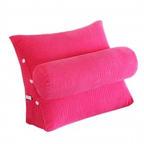 Soft Triangle Back Cushion Lumbar Support Backrest Pillow, Rose Red