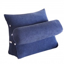 Soft Triangle Back Cushion Lumbar Support Backrest Pillow, Navy