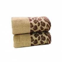 Soft Large Bath Towel,Strong Absorbency,All Cotton Leopard Print(Brown)