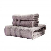 Simple Soft Bath Towel Set,All Cotton Strong Water Absorption(Grey)