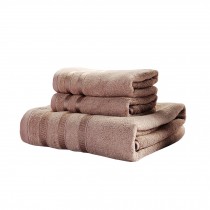 Simple Soft Bath Towel Set,All Cotton Strong Water Absorption(Brown)