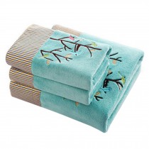 3 Piece Embroidery Tree Luxury Hotel & Spa Bath Towel Bath Towel Sets,Blue