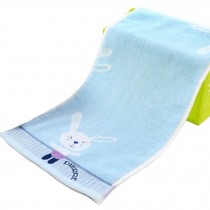3 PCS Happy Rabbit Children Bath Towel  Cotton Soft Facecloth, Blue