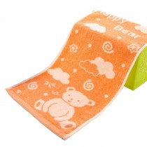 3 PCS Lovely Bear Children Bath Towel  Cotton Soft Facecloth, Orange