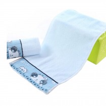 3 PCS Pure Color Children Bath Towel  Cotton Soft Facecloth, Blue