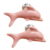 Set of 4 Cute Ceramic Dolphin Cabinet Knobs Drawer Pull Handles,Pink