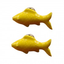 4PCS Drawer/Cabinet Pull Handles Ceramic Cabinet Knobs Cute Yellow Fish