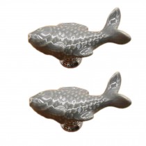 Set Of 2 Home Ceramic Drawer Pull Handles Cabinet Knobs, Cute Fish