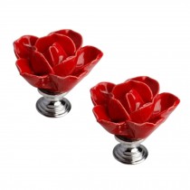 Set of 2 Stylish Cabinet Knobs Drawer Handle Lotus Design Drawer Pull Handles Red