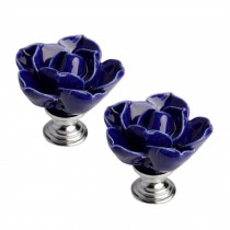 Set of 2 Stylish Cabinet Knobs Drawer Handle Lotus Design Drawer Pull Handles Blue