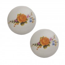 Set of 2 38mm Yellow Peony Ceramic Cabinet Knobs Drawer Pull Handles
