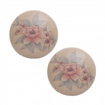 Set of 2 38mm Pink Peony Ceramic Cabinet Knobs Drawer Pull Handles