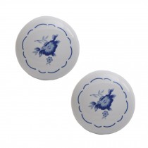 Set of 2 38mm Blue Peony Ceramic Cabinet Knobs Drawer Pull Handles