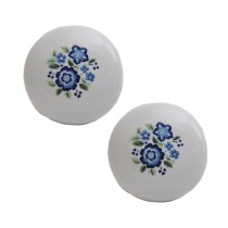 Set of 2 38mm Blue Flowers Ceramic Cabinet Knobs Drawer Pull Handles