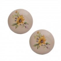 Set of 2 38mm Chrysanthemums Ceramic Cabinet Knobs Drawer Pull Handles