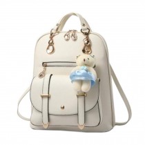 Ladies Elegant Backpack Shoulder Bag School Fashion Bag, Creamy-white
