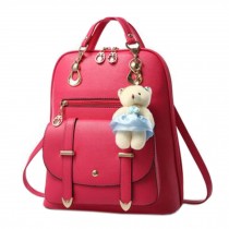 Ladies Elegant Backpack Shoulder Bag School Fashion Bag, Rose Red
