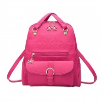 Elegant Backpack Shoulder Bag School Fashion Backpack For Ladies, Rose Red
