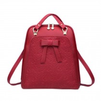 Fashion Backpack Shoulder Bag School Backpack For Ladies, Wine Red
