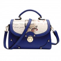 Elegant Handbag Shoulder Bag Messenger Bag With Beautiful Pattern, Navy