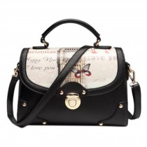 Elegant Handbag Shoulder Bag Messenger Bag With Beautiful Pattern, Black