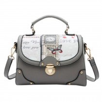 Elegant Handbag Shoulder Bag Messenger Bag With Beautiful Pattern, Grey