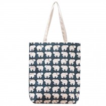Navy Polar Bear Expandable Shopping-bags Reusable Convenient Folding Bag