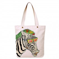 Zebra, Re-usable Handy Haversack Single-shoulder Bag Trendy Canvas Bag