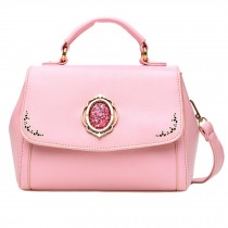 Womens Vintage Style Handbag Tote Purse Shoulder Bag PU Leather, Pink