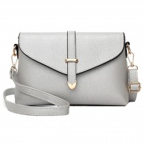 Womens Fashionable Handbag Purse Messenger Bag Shoulder Bag PU Leather, Silver