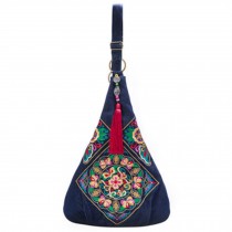Ethnic Customs Handbag Messenger Bag Shoulder Bag for Women, Deep Blue
