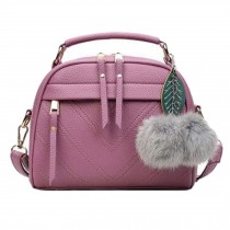 Womens Fashion PU Leather Handbag Shoulder Bag Tote Purse, Purple