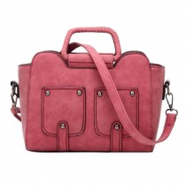 Vintage PU Leather Handbag Shoulder Bag Tote Purse Ladies Bag, Red