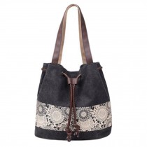 Womens Vintage Shoulder Bag Canvas Handbag Tote Bag Fashion Purse, Black