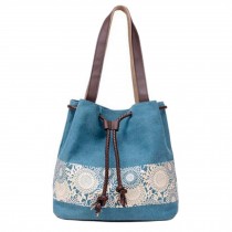 Womens Vintage Shoulder Bag Canvas Handbag Tote Bag Fashion Purse, Blue